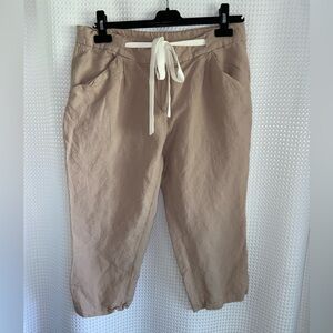 Women’s DEX dusty light pink linen blend capris pants size‎ Large